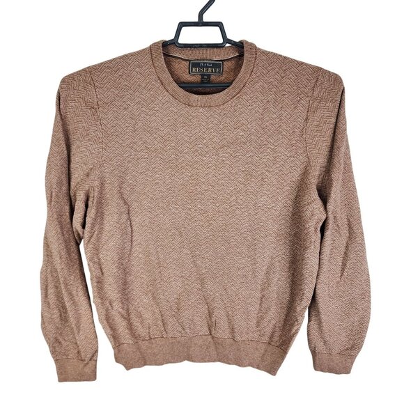 Mens Brown JoS. A. Bank Reserve Pullover Sweater Herringbone Cotton Silk Size XL - Picture 1 of 7